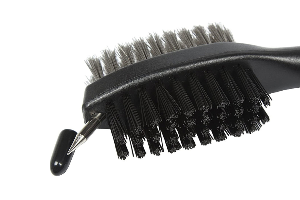 Dual Sided Golf Club Groove Cleaner Brush Tool with Retractable Carabiner -Grey