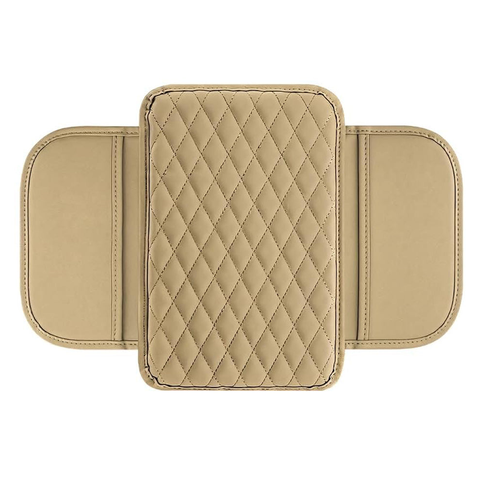 PU Leather Car Center Console Cover with 2 Storage Pocket Car Arm Rest Cover Car Interior Accessories Beige