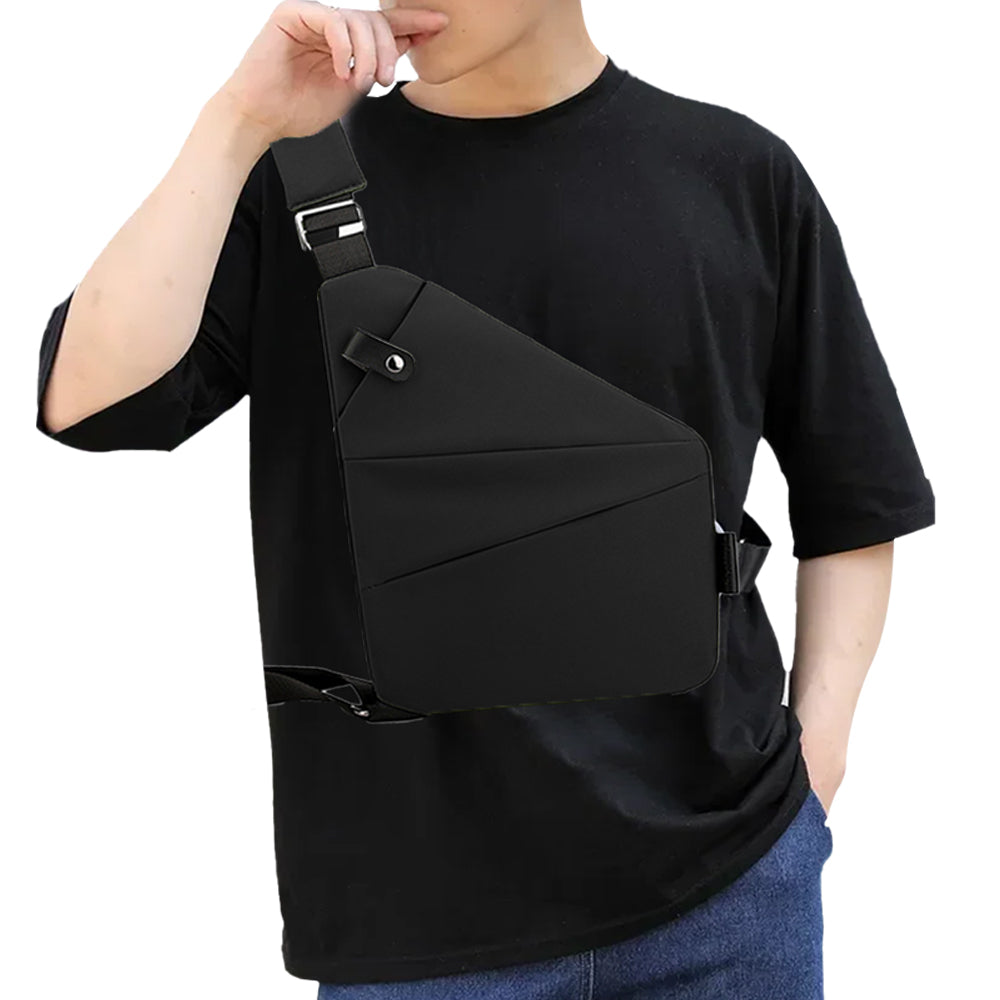 Men Anti-Theft Chest Pack Left Shoulder Sling Bag Travel Crossbody Bag Black