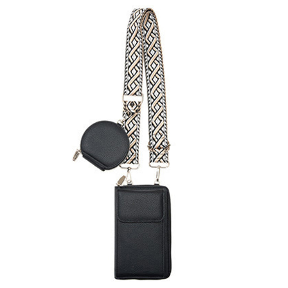 PU Leather Cell Phone Purse Women Small Crossbody Bags Cellphone Wallet Black