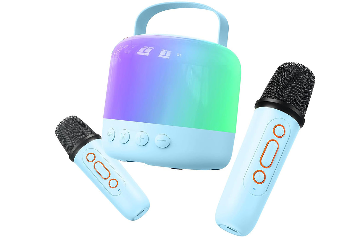 Mini Karaoke Machine for Adults Portable Bluetooth Speaker with 2 Wireless Microphones Christmas Birthday Holiday Toy Gifts-Blue