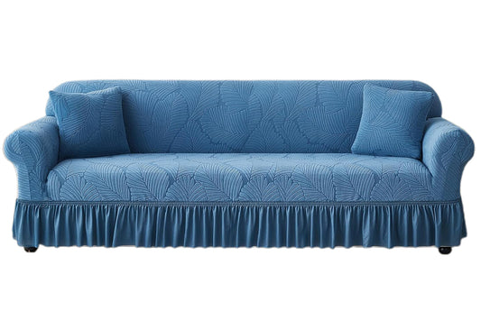 Sofa Cover with Skirt Stretch Sofa Slipcover Non-Slip Soft Couch Cover -Blue
