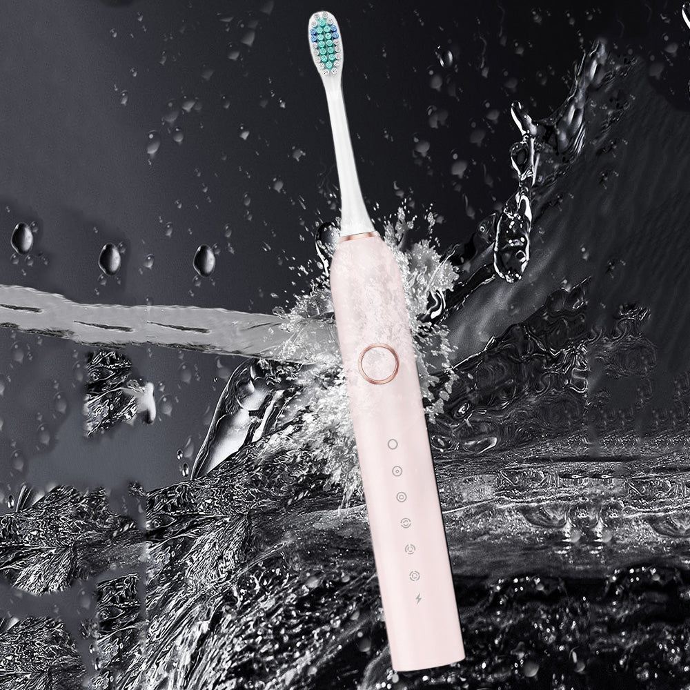 6-Mode Electric Toothbrush with 10 Brush Heads Rechargeable  Toothbrush Set for Home Travel Pink