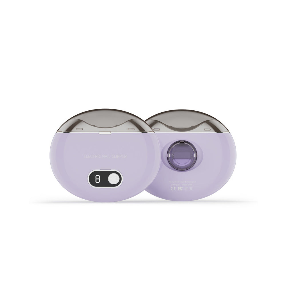 Electric Nail Clipper with Power Display Safe Automatic Nail Trimmer Manicure Tool Purple
