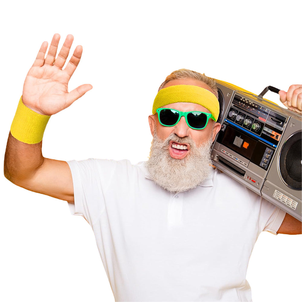 6Pcs Set Sweatbands Sports Headband Wristbands for Sport Tennis Badminton Yoga Yellow