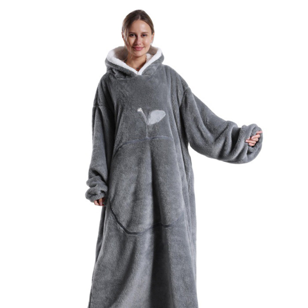 Unisex Hoodie Blanket Oversized Wearable Throw Blanket Light Gray
