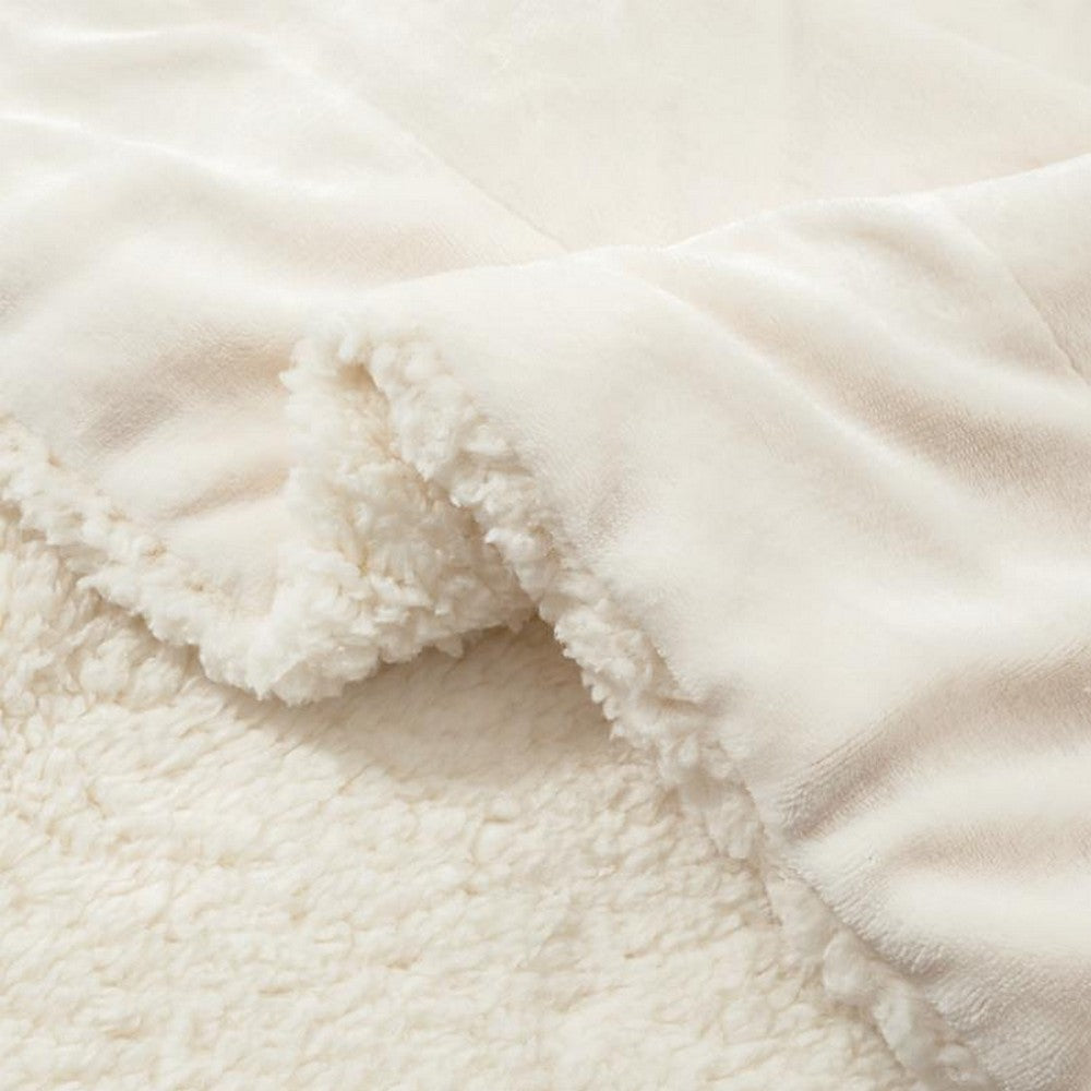 Soft Double-Sided Throw Blanket  Fuzzy Warm Reversible Blanket for Couch Bed Sofa Beige