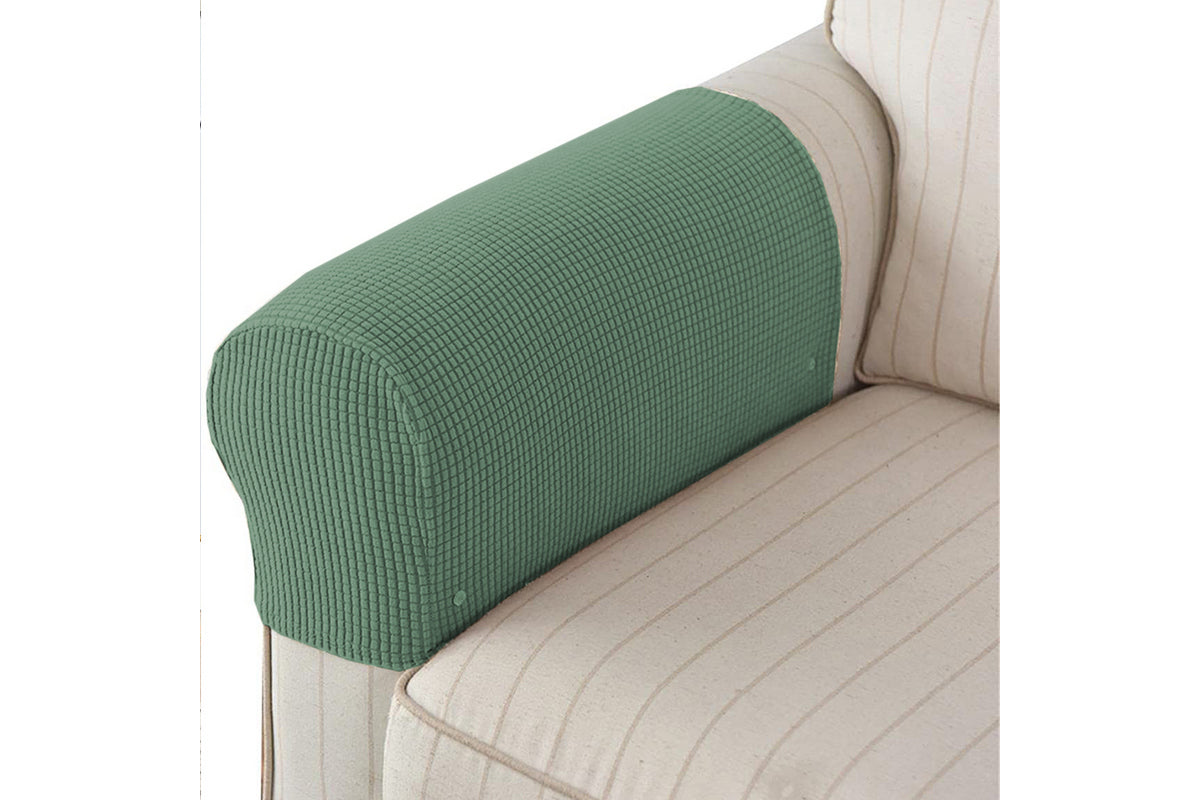 Stretch Armrest Covers Spandex Arm Covers for Chairs Couch Sofa Armchair Slipcovers-Green