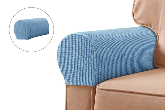 Stretch Armrest Covers Spandex Arm Covers for Chairs Couch Sofa Armchair Slipcovers-Blue