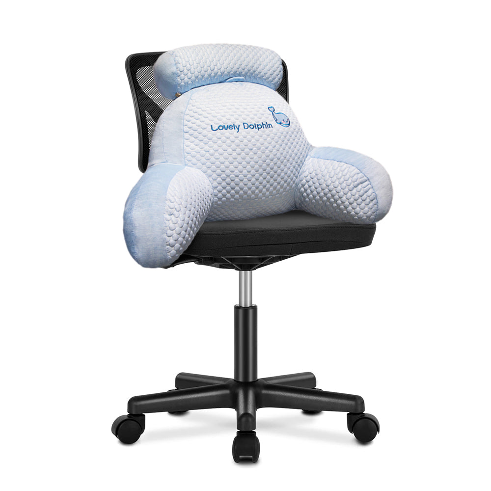 Back Rest Reading Pillow Neck Lumbar Support Pillow Chair Cushion Blue Dolphin