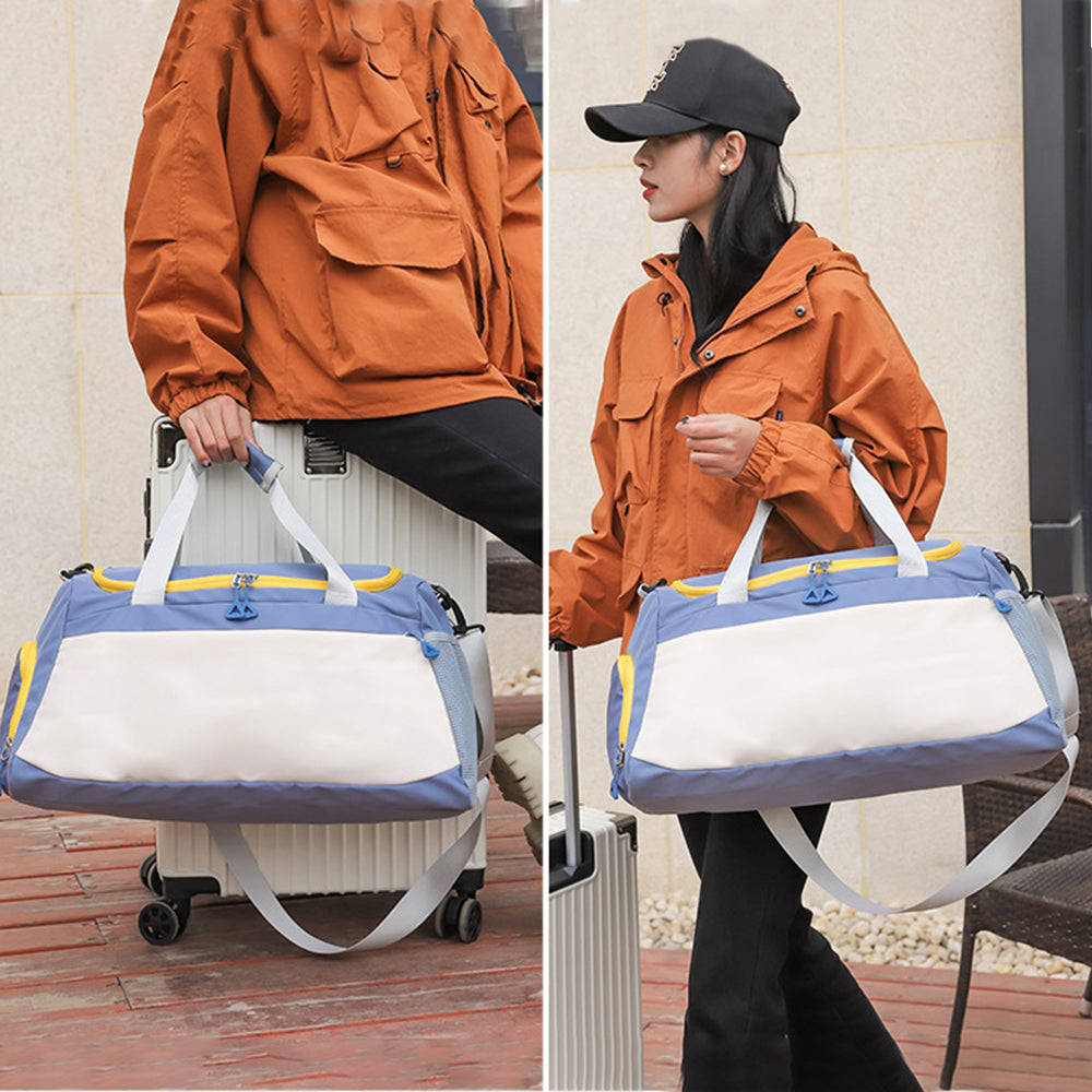 Gym Duffle Bag Travel Weekender Bag with Shoe Compartment Blue