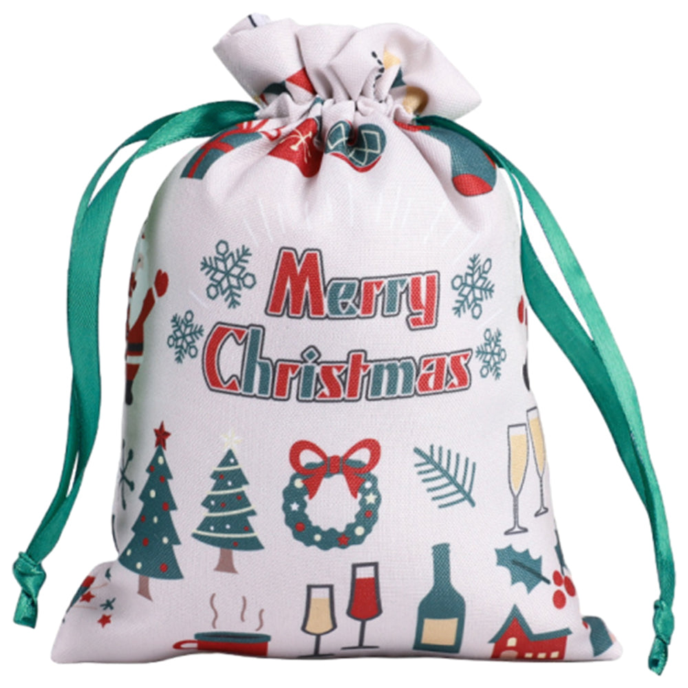 10Pcs Christmas Drawstring Storage Bags Xmas Holiday Wrapping Sacks Style 4