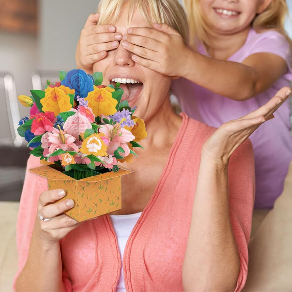 3D Popup Greeting Card Flower Paper Pop Up Cards Flower Bouquet for Mom Wife Style 5