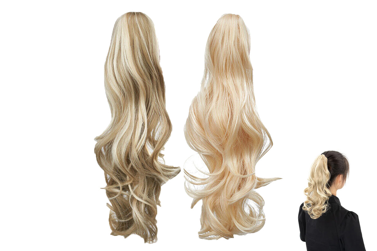 2pcs Ponytail Extension Claw Long Curly Clip in Claw Hair Extension Natural Looking Hairpiece for Women-Style 4 and Style 5