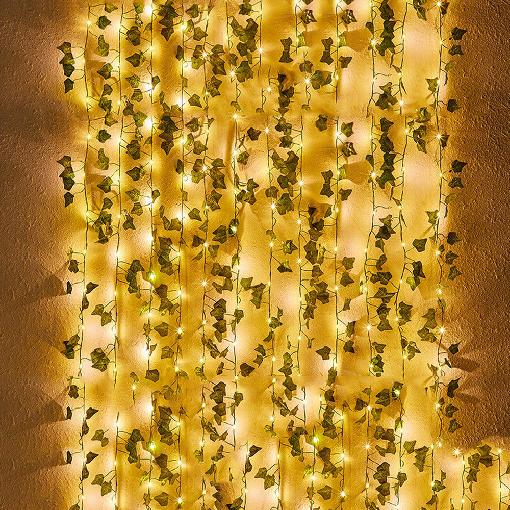 10m 100 LED Artificial Ivy Leaves Solar String Light -Style 3