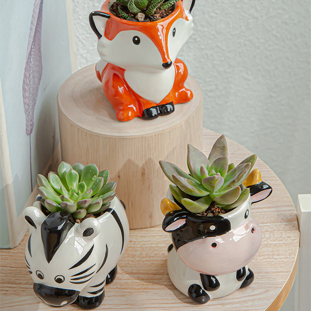 Set of 6pcs Cute Animal Plant Pot Succulent Planter Indoor Outdoor Desk Decoration