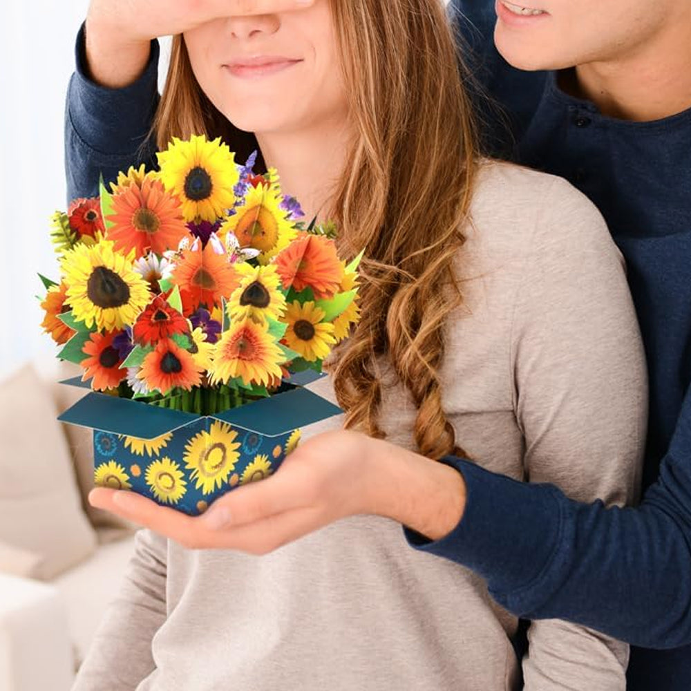 3D Popup Greeting Card Flower Paper Pop Up Cards Flower Bouquet for Mom Wife Style 1