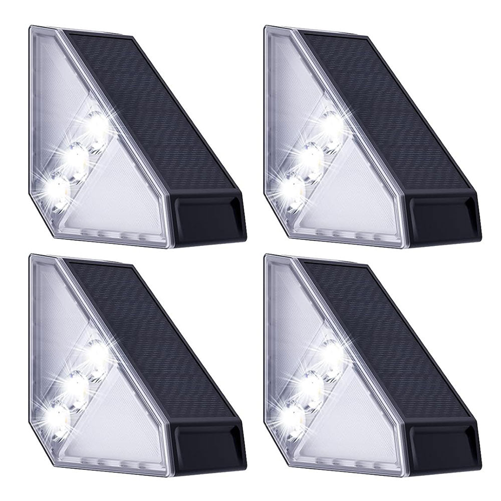 4Pcs Solar Triangle Stair Lights Outdoor Step Lights for Deck Front Porch Patio Decor White