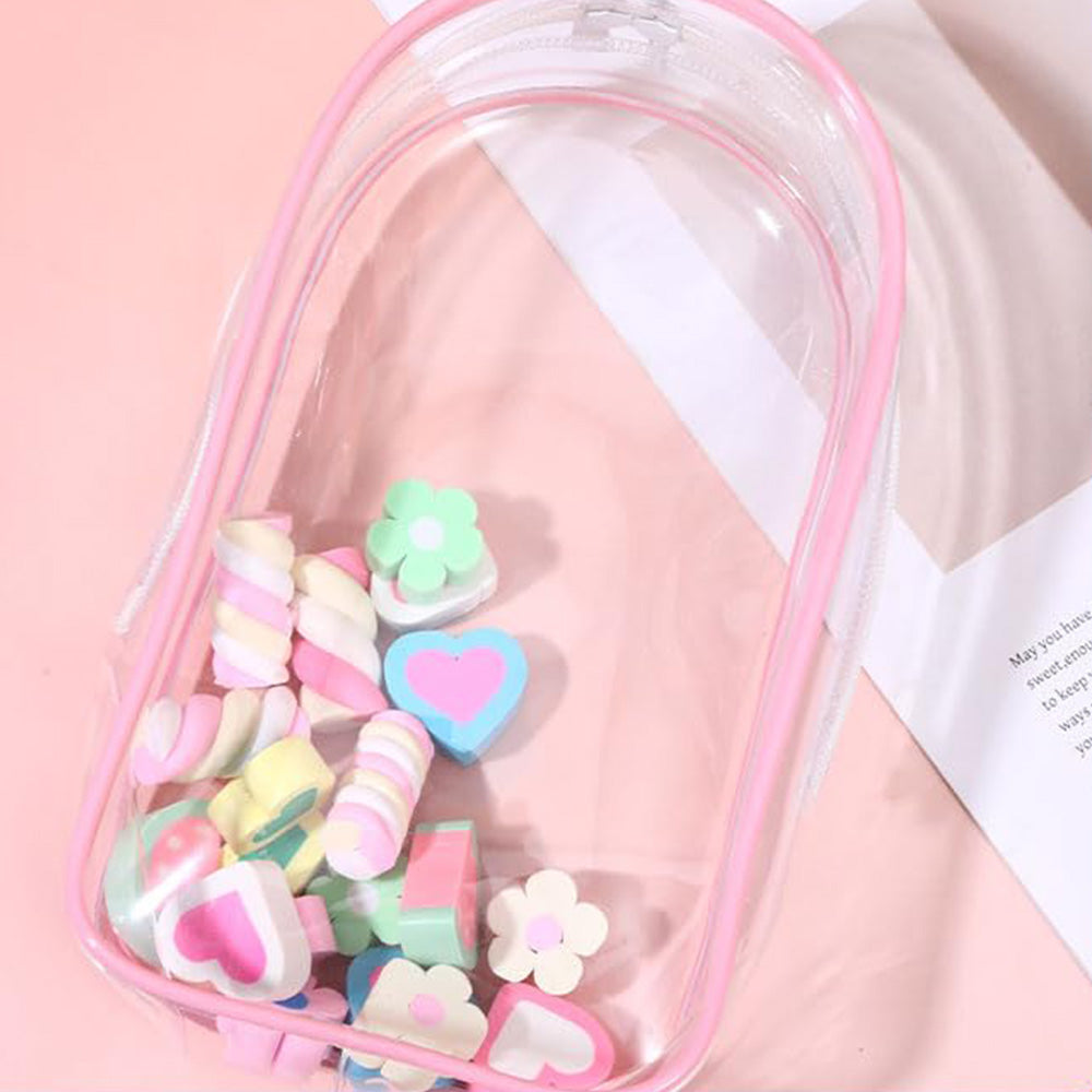 Transparent Carrier Bag Set for 15/17cm Labubu Doll Storage Case Pink
