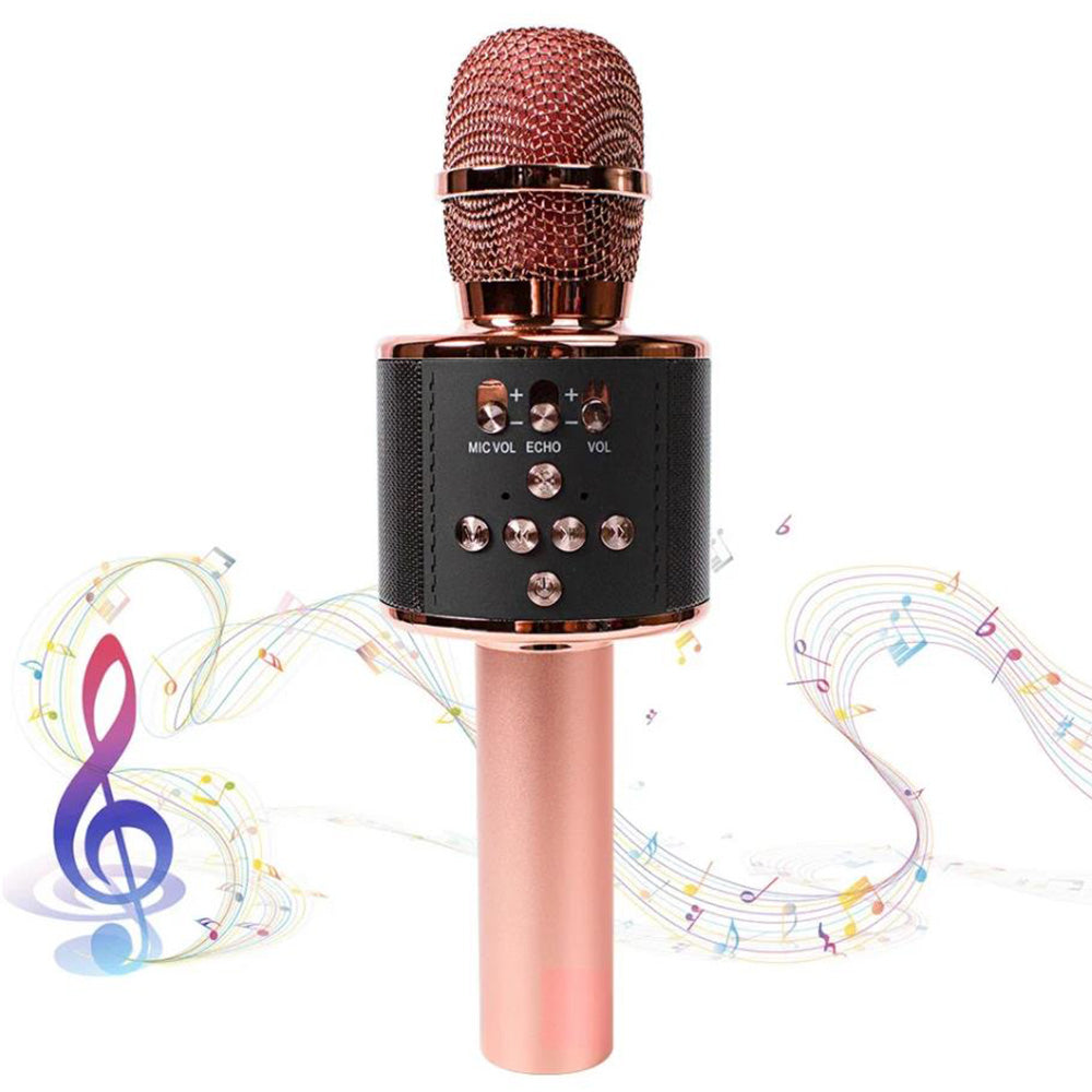 Wireless Bluetooth Karaoke Microphone with LED Lights Home Party Singing Mic Rose Red