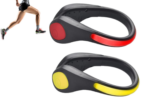 2pcs LED Shoes Clip Lights Safety Night Flash Shoe Clip Lights for Night Running Jogging Biking-Red and Yellow