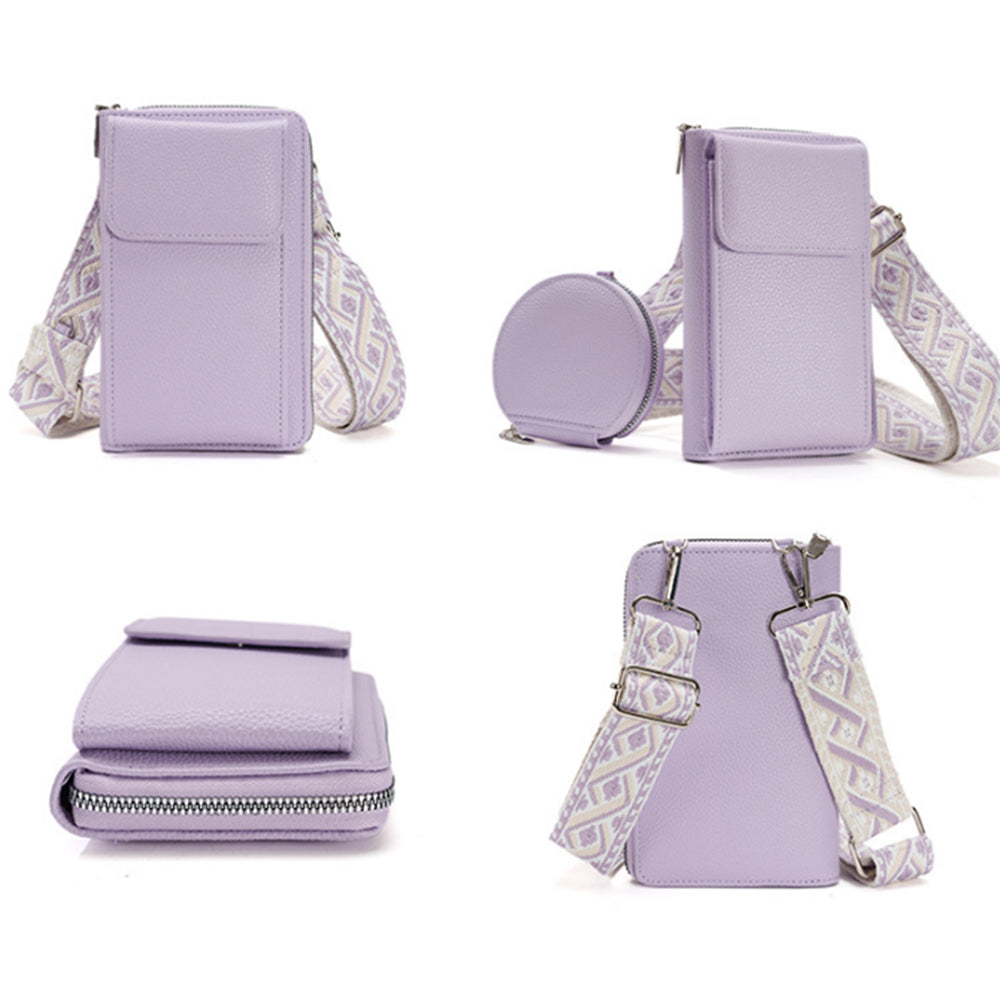 PU Leather Cell Phone Purse Women Small Crossbody Bags Cellphone Wallet Purple