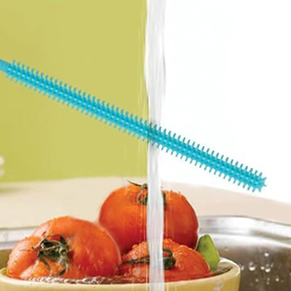 2Pcs Silicone Straw Cleaner Brushes Reusable Straw Cleaner with Bendable Steel Core Blue