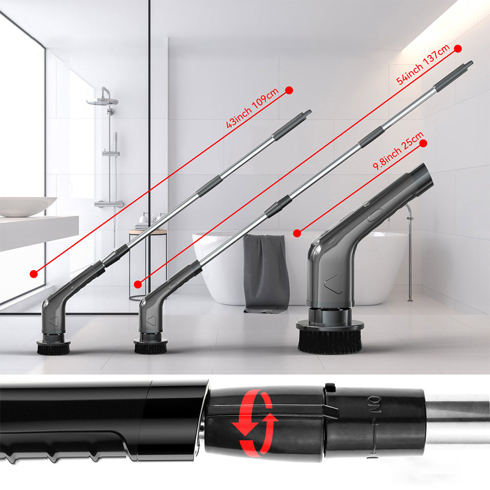 Cordless Electric Spin Scrubber Rechargeable Cleaning Brush with 7 Replaceable Brush Heads Black