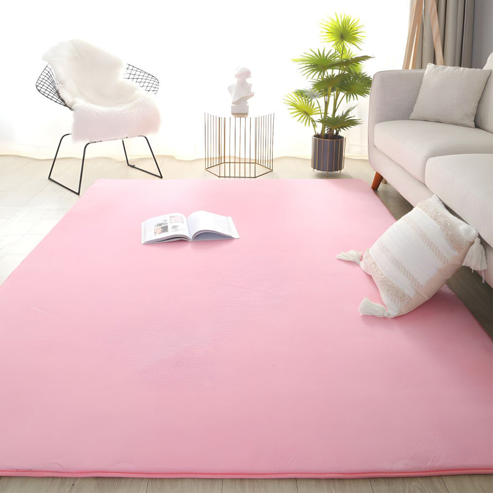 Coral Fleece Soft Carpet Fast Rebound Sponge Floor Mat-Pink