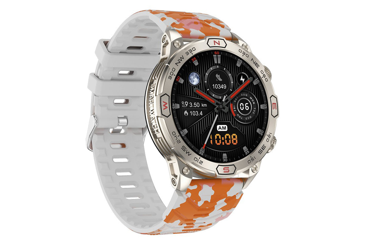 Smart Watch 1.43-Inch Fitness Watch with All Day Heart Rate Sleep Monitor Blood Oxygen Flashlight AI Voice Activity Tracker-Black camouflage