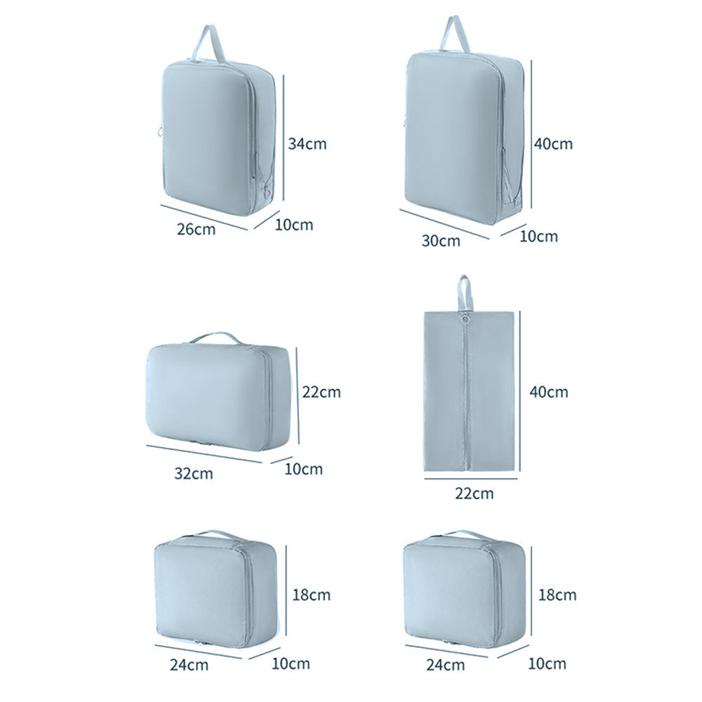 6Pcs Set Packing Cubes for Suitcases Travel Luggage Organizers Clothing Sorting Bags Blue