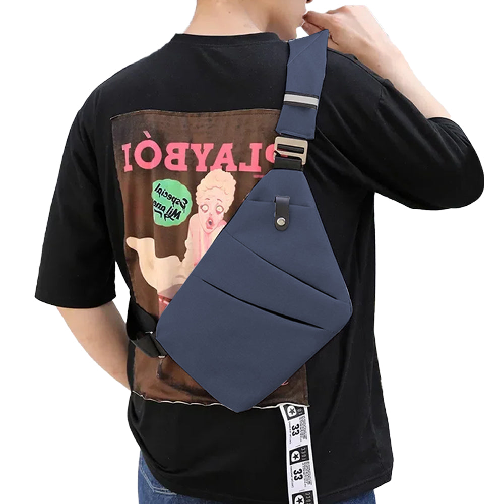 Men Anti-Theft Chest Pack Left Shoulder Sling Bag Travel Crossbody Bag Blue