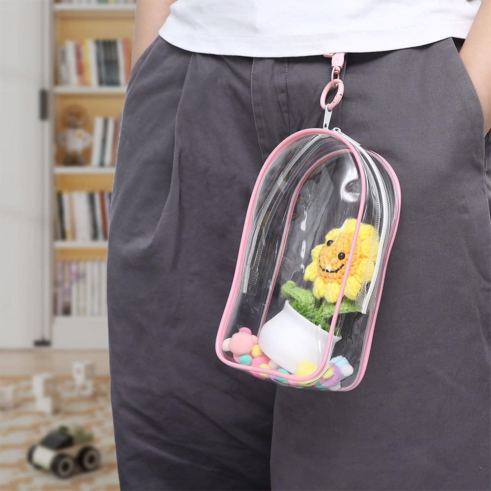 Transparent Carrier Bag Set for 15/17cm Labubu Doll Storage Case Pink