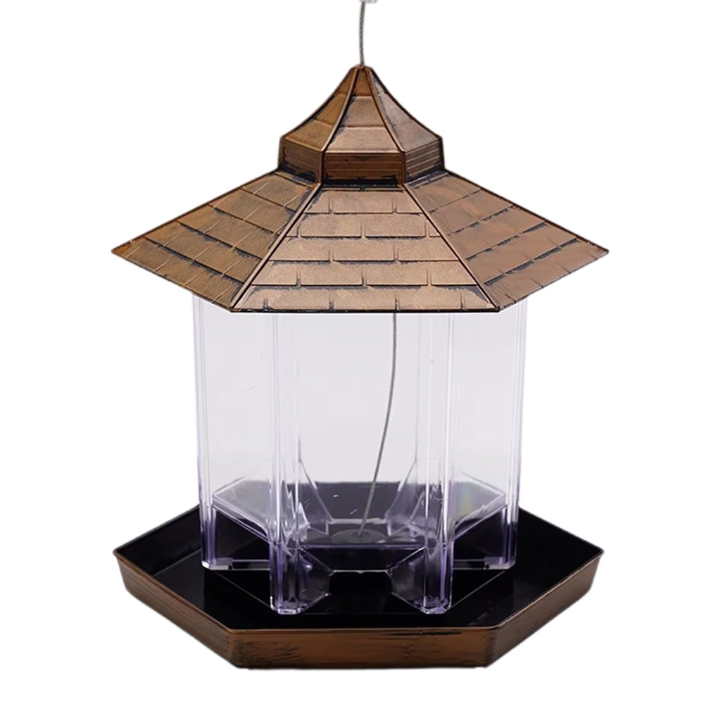 Outdoor Hanging Bird Feeder Gazebo Shape Seed Container Bronze