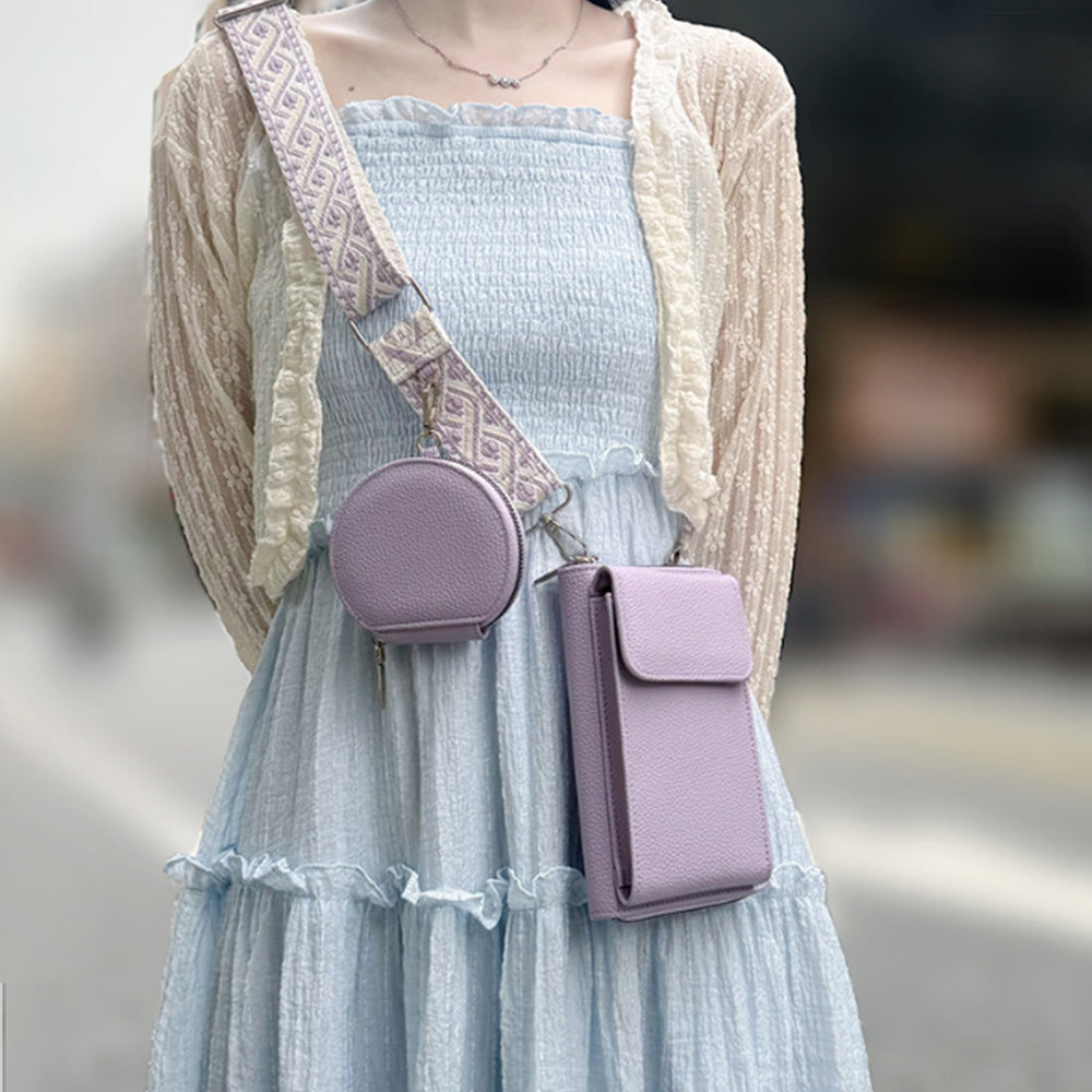 PU Leather Cell Phone Purse Women Small Crossbody Bags Cellphone Wallet Purple