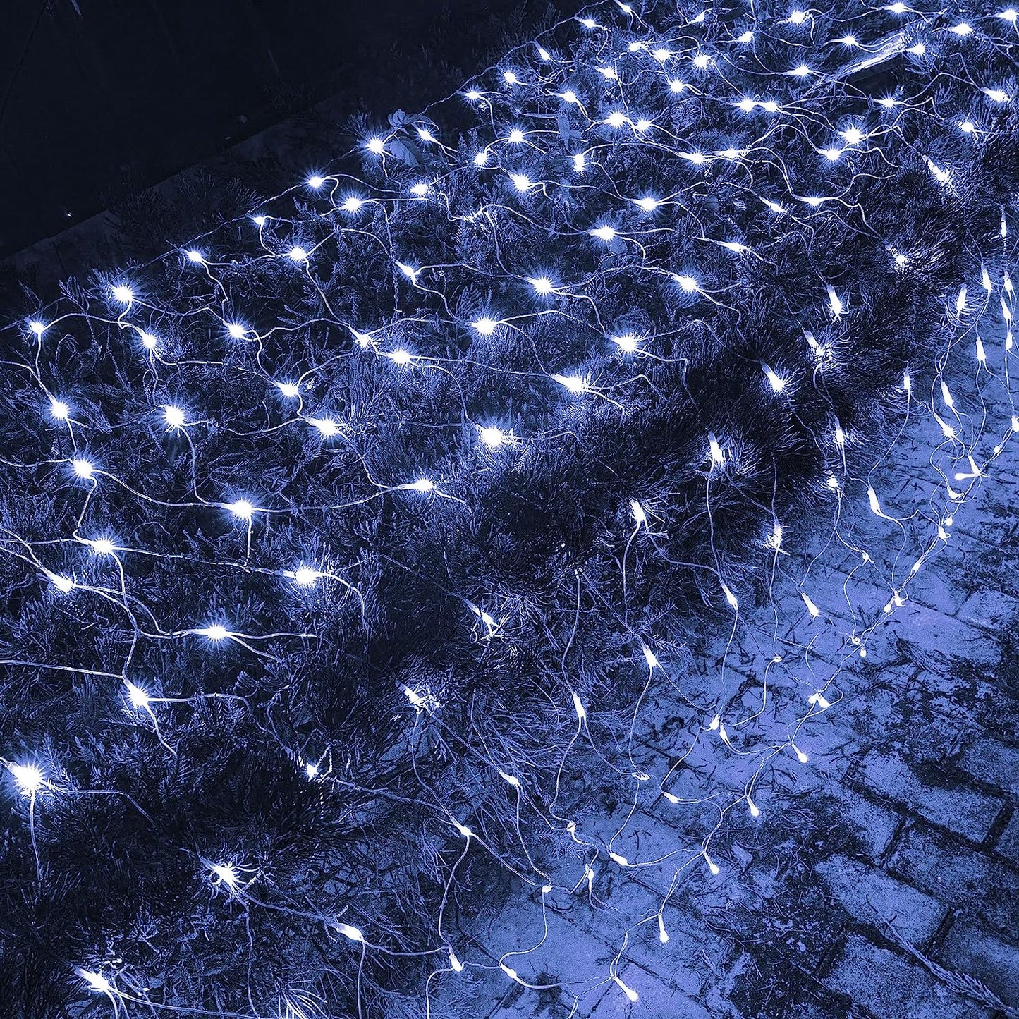 Net Lights Solar Power LED String Lights Christmas Mesh Light for Outdoor Bedroom Decoration-White