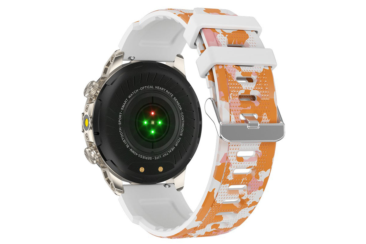 Smart Watch 1.43-Inch Fitness Watch with All Day Heart Rate Sleep Monitor Blood Oxygen Flashlight AI Voice Activity Tracker-Black camouflage