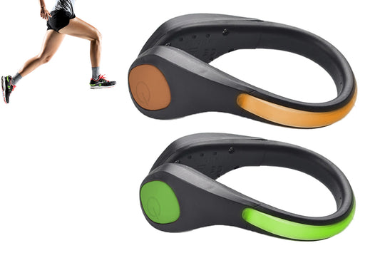 2pcs LED Shoes Clip Lights Safety Night Flash Shoe Clip Lights for Night Running Jogging Biking-Orange and Green