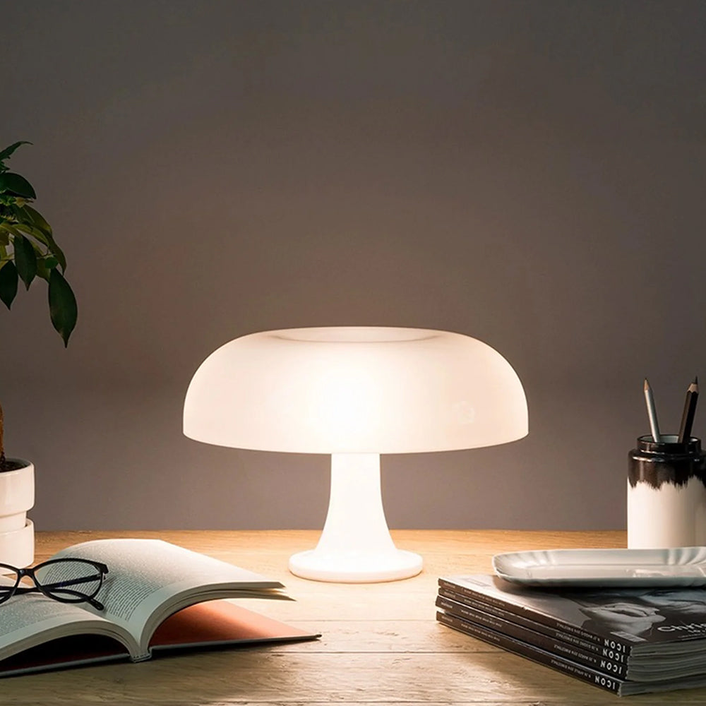 Retro LED Mushroom Table Lamp Dimmable Desk Lamp Hotel Bedroom Decoration Beige