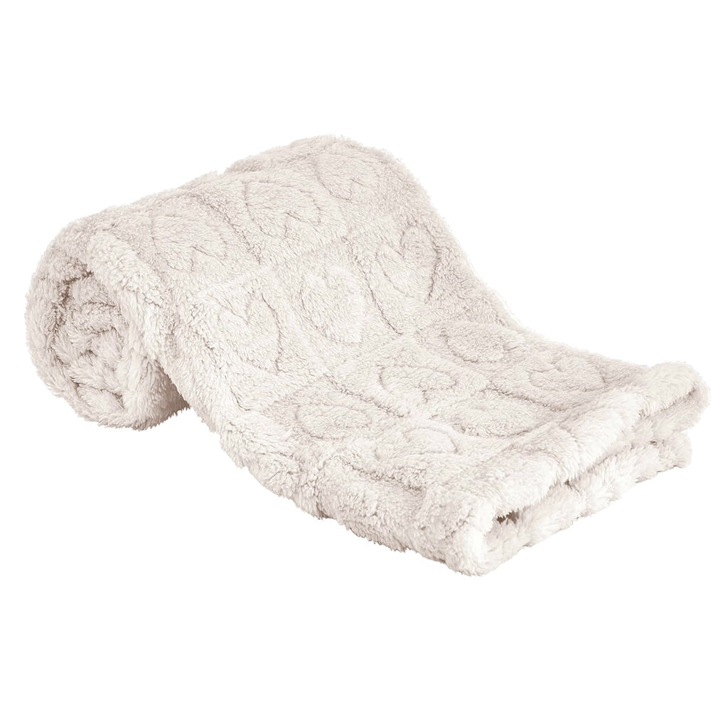 Cozy Fleece Blanket Heart Checkered Blanket for Sleeping Napping White