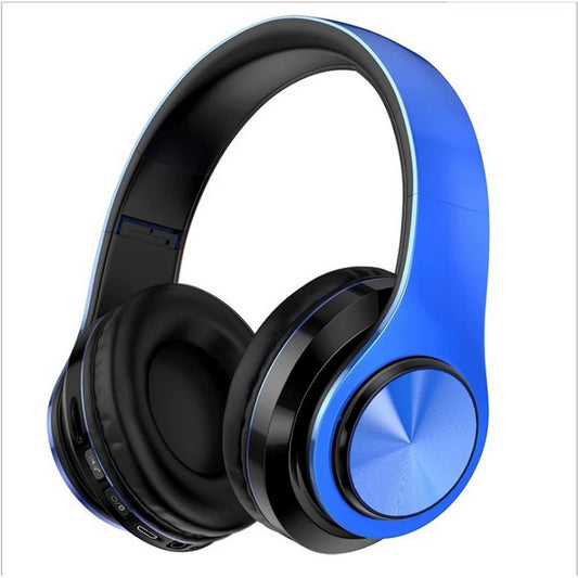 Wireless Headphones Wireless Earbuds B39 LED Light Up Foldable Headset Bluetooth 5.0 Stereo Headphones Built in Microphone -Blue