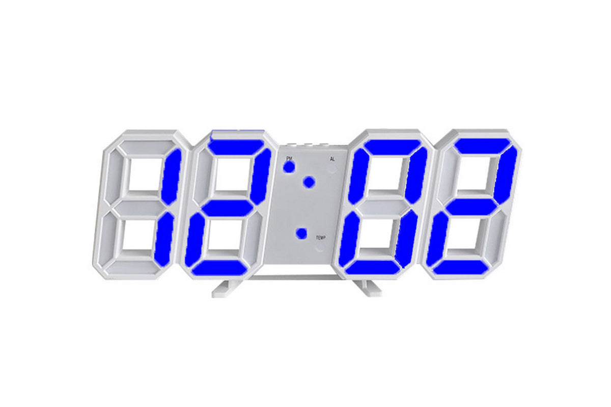 3D LED Digital Wall Clock Alarm Clocks With APP Control For Bedroom-Blue
