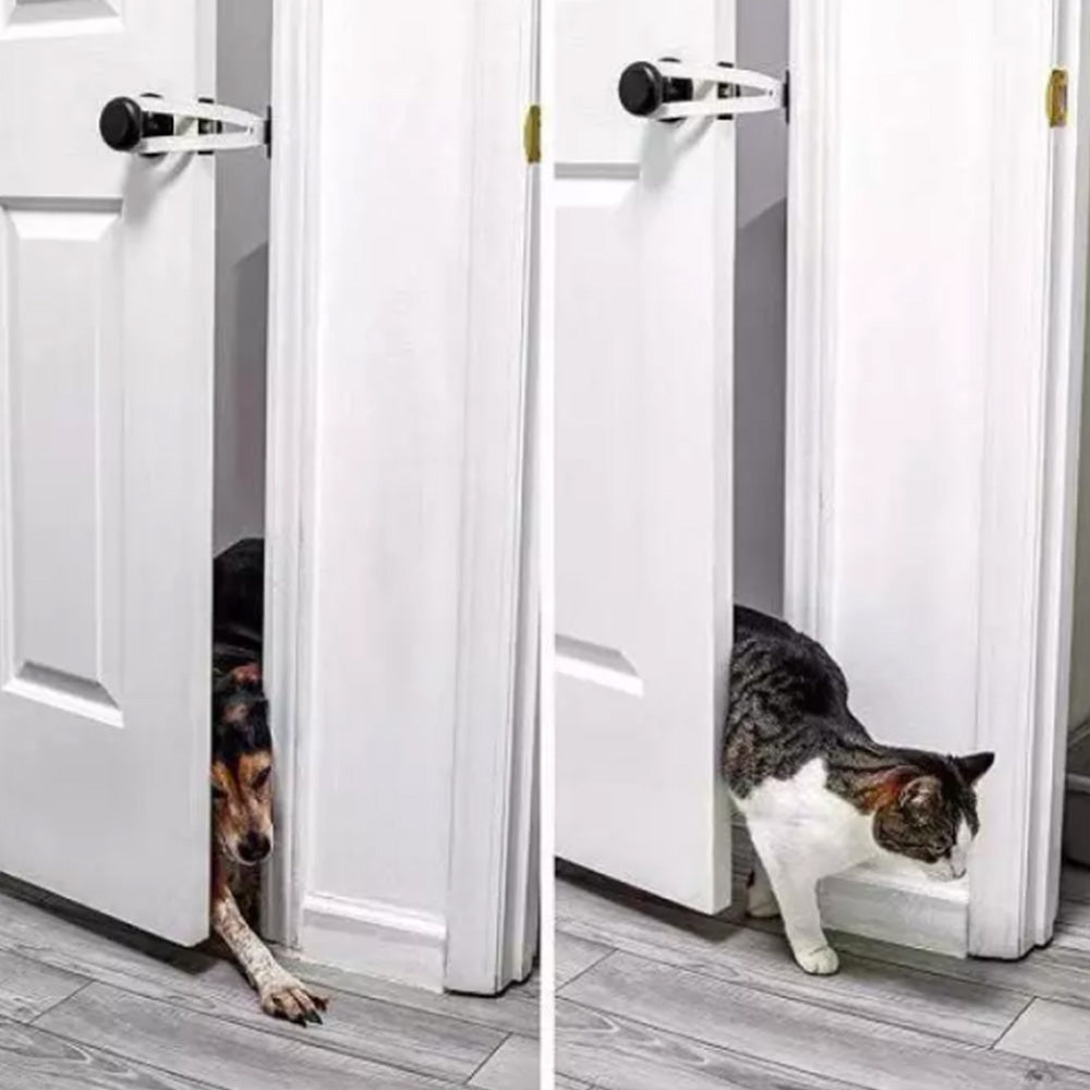 Adjustable Cat Door Latch Fast Flex Pet Door Stopper to Keep Dogs Away White