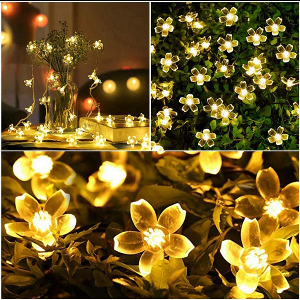 5m 50LED Cherry Blossom Solar String Light Indoor Outdoor Garden Light