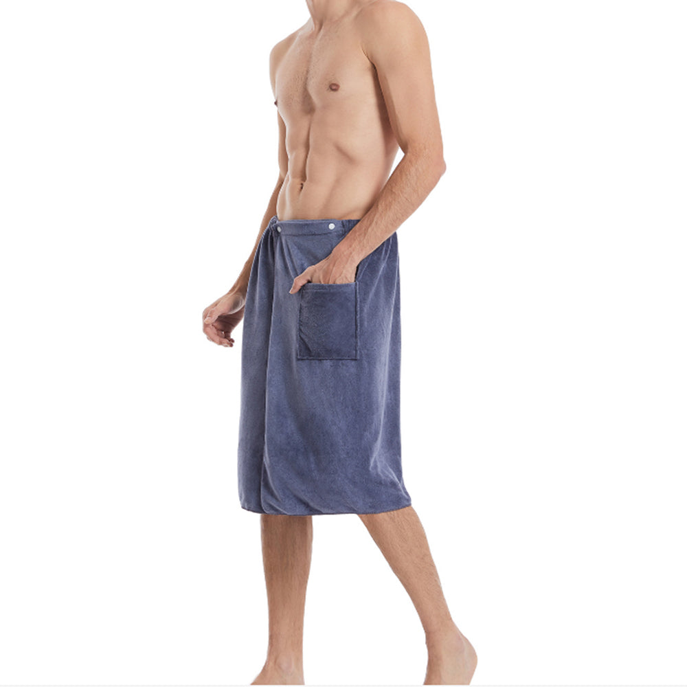 Mens Wearable Bath Towel Shower Wrap Bathroom Pool Beach Spa Bathing Shower Cover Grey