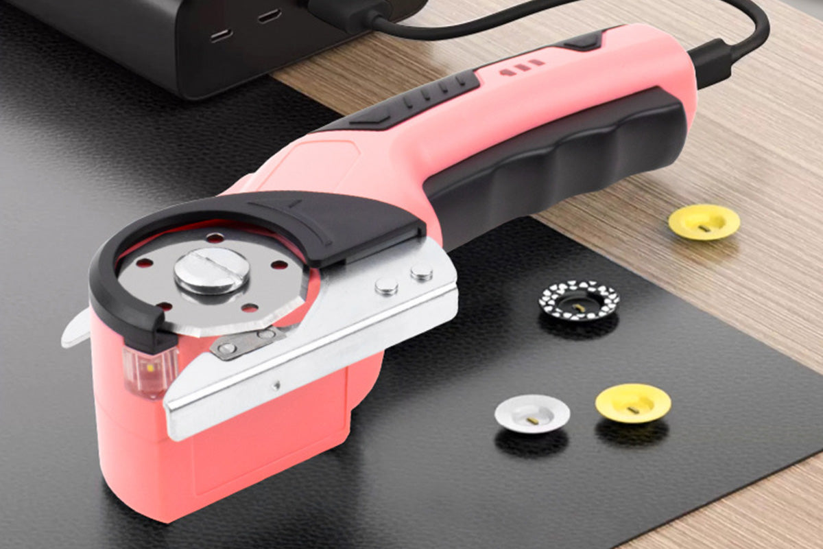 USB Cordless Electric Scissors Rechargeable Fabric and Cardboard Cutter-Pink