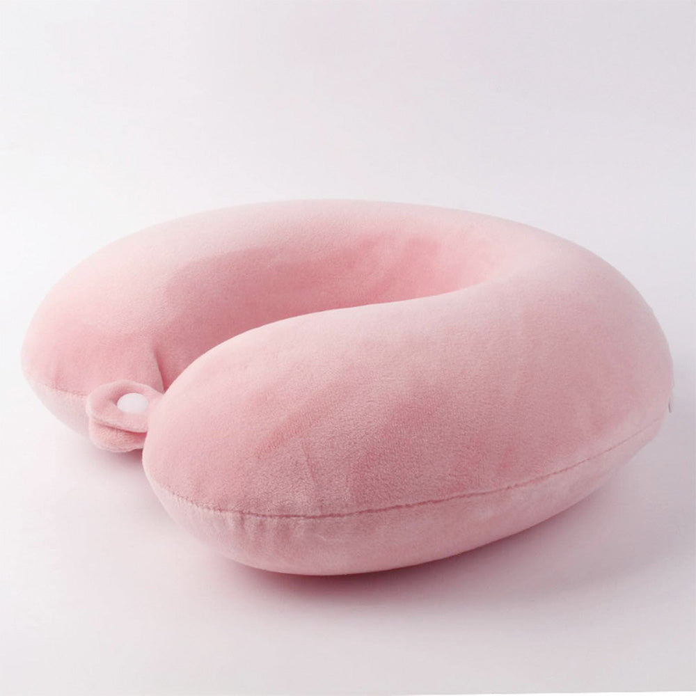 Travel Neck Pillow Memory Foam U Shaped Pillow for Flights Road Trips Office Pink
