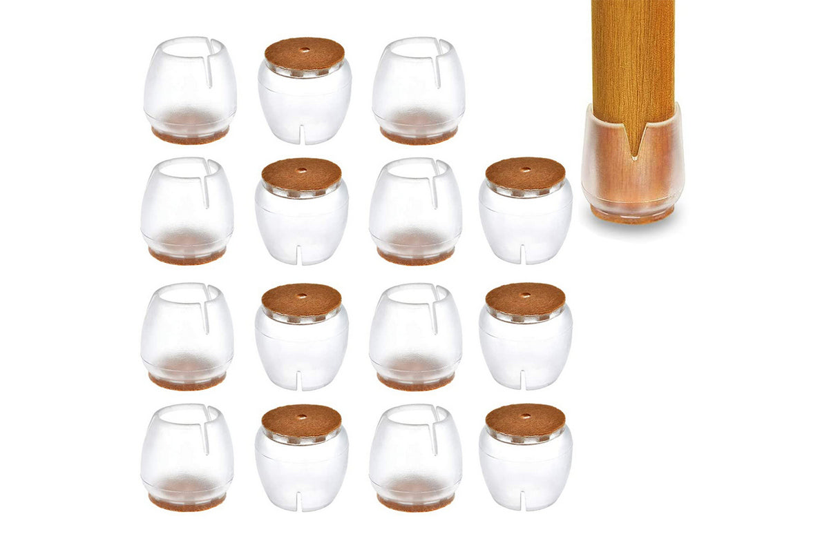32Pcs Chair Leg Floor Protectors Silicone Soft Square Round Covers Felt Bottom Silicone Pads with Glide Pads-Round