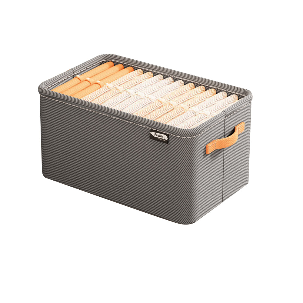 Set of 3Pcs Clothing Storage Box with Handles Wardrobe Storage Organizer Underwear Storage Gray