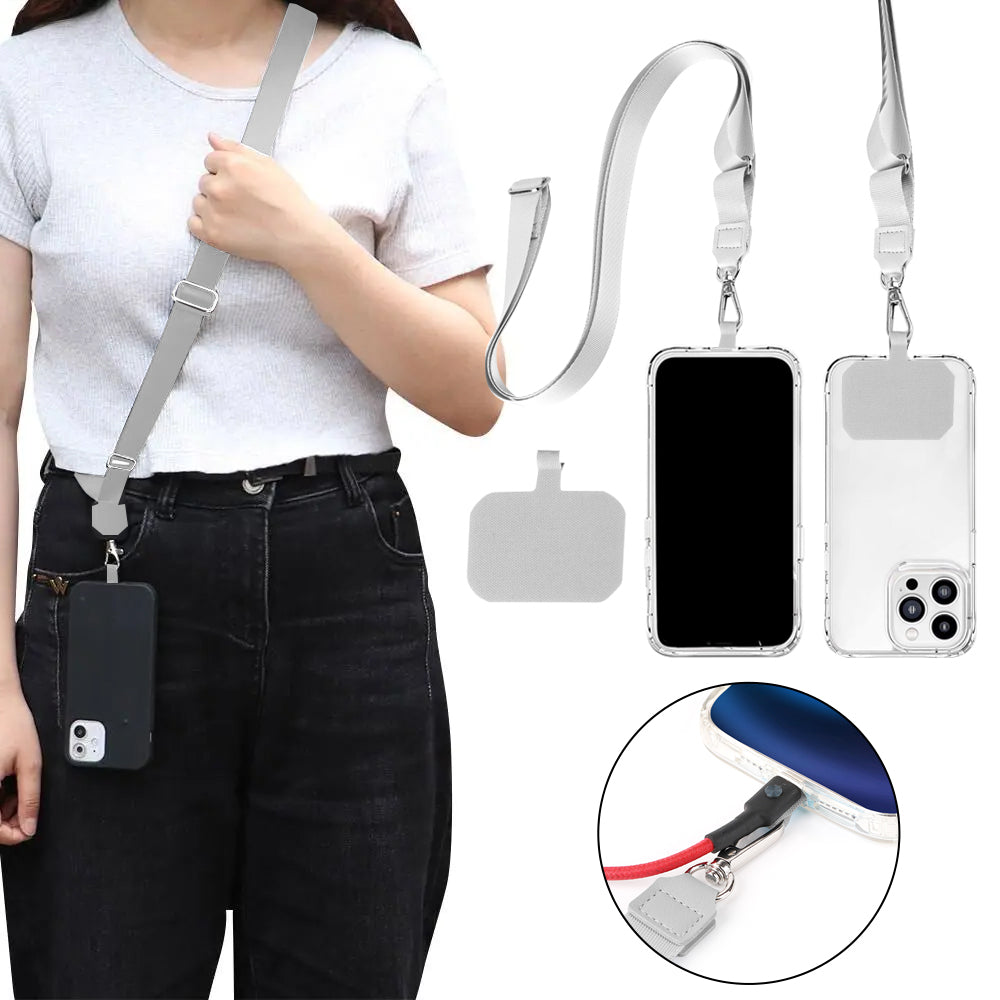 Anti-lost Mobile Phone Lanyard Set Universal Crossbody Hanging Strap Rope Gray